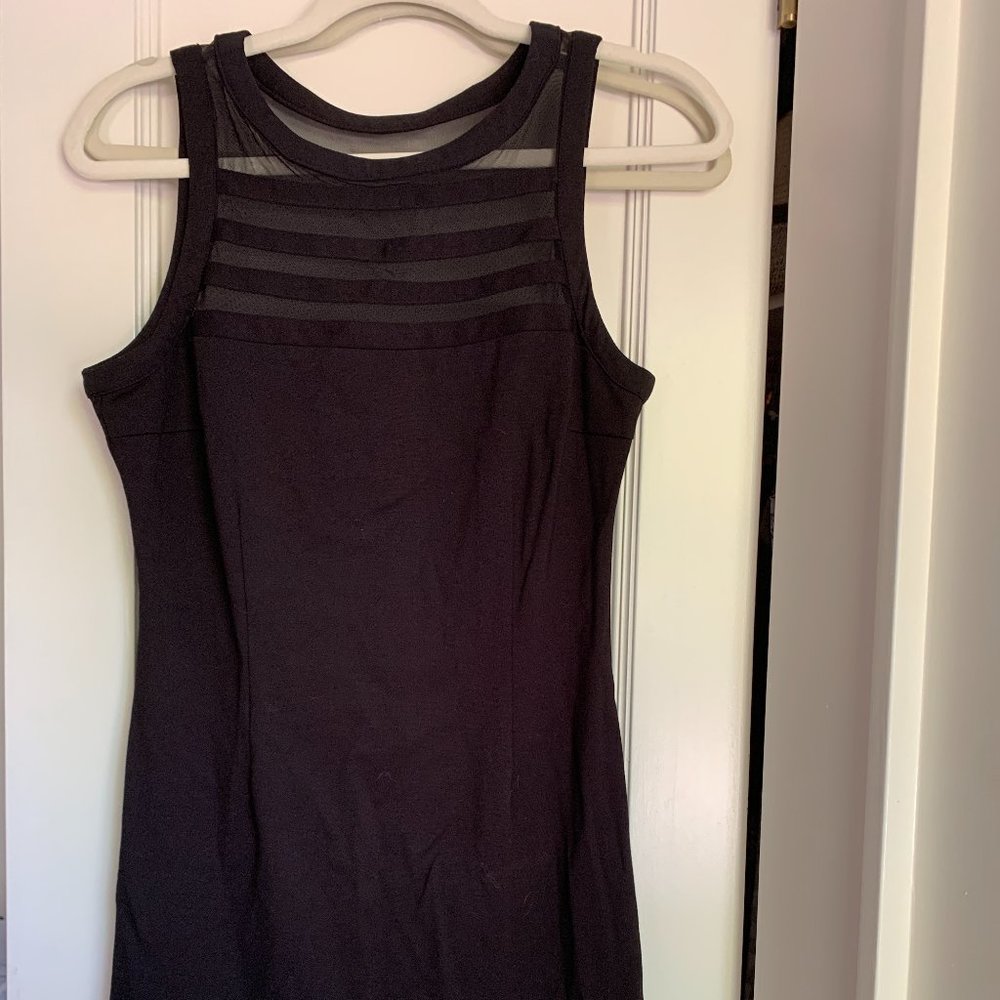 BB Dakota Black Sheer High Neck Fitted Dress